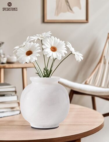 Marble Vase 5 Inch Handmade Verona Stone Flower Vase for Pampas Grass & Aesthetic Room Decor - Small Vases for Fresh Flowers, Table Centerpieces, Modern Farmhouse & Boho Decor in Saudi Arabia