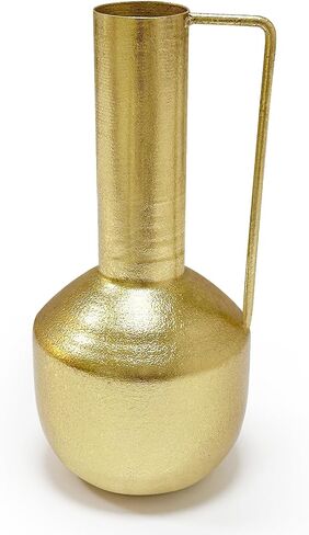 Gold Metal Vase for Flowers 9.3" Tall - Unbreakable Home Decor Centerpiece for Entryway, Fireplace, Shelf, Living Room, Bedroom, Bathroom - Perfect for Wedding, Mother's Day, Housewarming Gifts in Saudi Arabia