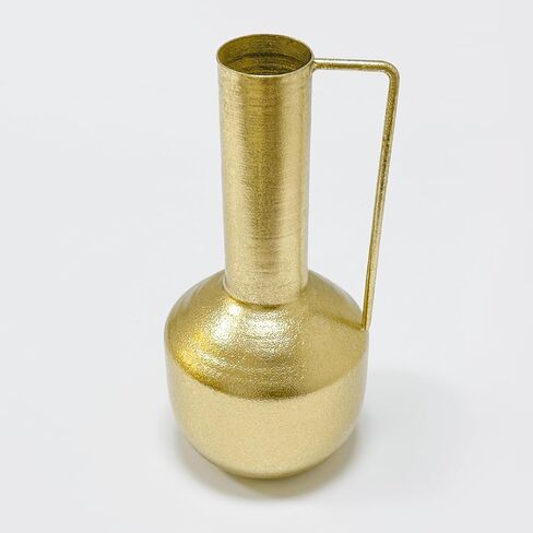 Gold Metal Vase for Flowers 9.3" Tall - Unbreakable Home Decor Centerpiece for Entryway, Fireplace, Shelf, Living Room, Bedroom, Bathroom - Perfect for Wedding, Mother's Day, Housewarming Gifts in Saudi Arabia