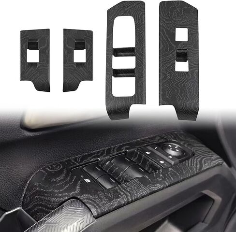 for Toyota 4Runner 2025 2026 Black Wood Style Interior Window Lift Switch Button Cover Trim ABS Car Accessories 4pcs (Only for LHD) in Saudi Arabia