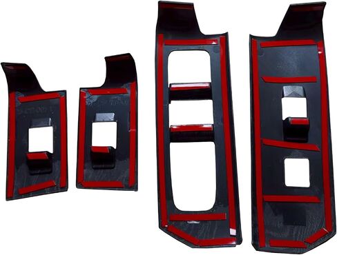 for Toyota 4Runner 2025 2026 Black Wood Style Interior Window Lift Switch Button Cover Trim ABS Car Accessories 4pcs (Only for LHD) in Saudi Arabia