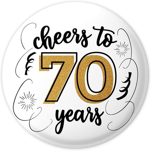 70th Birthday Pin for Women, 2.3" Cheers to 70 Years Button Badge for Women Men, Funny 70th Birthday Gifts, Happy Birthday Party Decorations for Mom Dad, Party Favors Keepsake in Saudi Arabia