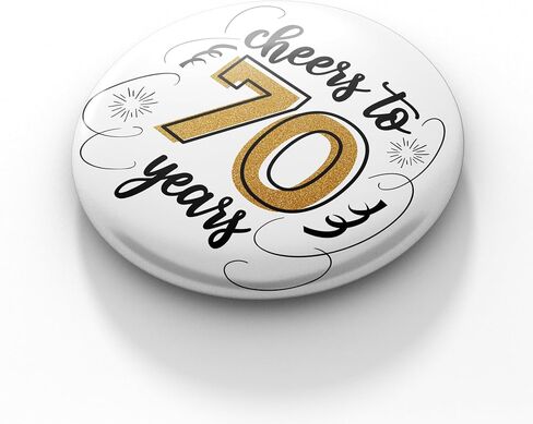 70th Birthday Pin for Women, 2.3" Cheers to 70 Years Button Badge for Women Men, Funny 70th Birthday Gifts, Happy Birthday Party Decorations for Mom Dad, Party Favors Keepsake in Saudi Arabia