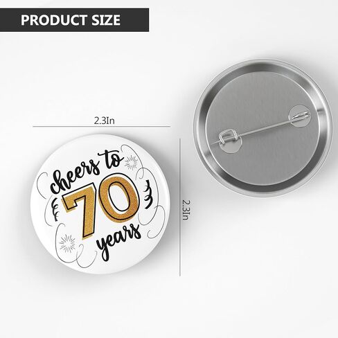 70th Birthday Pin for Women, 2.3" Cheers to 70 Years Button Badge for Women Men, Funny 70th Birthday Gifts, Happy Birthday Party Decorations for Mom Dad, Party Favors Keepsake in Saudi Arabia