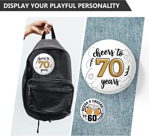 70th Birthday Pin for Women, 2.3" Cheers to 70 Years Button Badge for Women Men, Funny 70th Birthday Gifts, Happy Birthday Party Decorations for Mom Dad, Party Favors Keepsake in Saudi Arabia