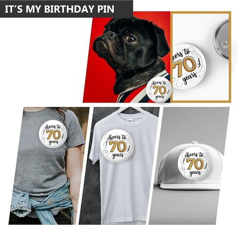 70th Birthday Pin for Women, 2.3" Cheers to 70 Years Button Badge for Women Men, Funny 70th Birthday Gifts, Happy Birthday Party Decorations for Mom Dad, Party Favors Keepsake in Saudi Arabia