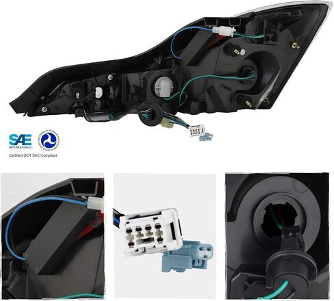 AKKON - [GTR Style For 2008-2013 G37 / 14-15 Q60 كوبيه ثلاثية الأبعاد LED أنبوب ضوء مصابيح الذيل مجموعة زوج الإسكان الدخان الأسود in Saudi Arabia