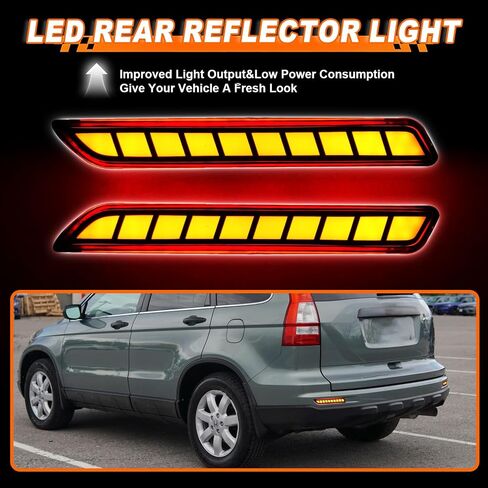 زوج واحد من مصابيح عاكسة لأضواء المصد الخلفي LED لسيارة Honda CRV CR-V 2010 2011، تعمل كإضاءة نهارية للجري DRL وإضاءة إشارة الانعطاف وإضاءة الفرامل، رقم OE # 33555-SWA-J01 (عدسة حمراء) in Kuwait