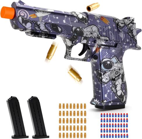 Soft Bullet Toy Gun, Gold Toy Guns for Boys, Foam Blaster with Shell Ejecting, Realistic Play Gun Model & Toy Pistol Fidget Gun, Christmas Birthday Gifts for Boys Girls Kids Adults Age 8+ in Kuwait