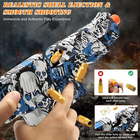 Soft Bullet Toy Gun, Gold Toy Guns for Boys, Foam Blaster with Shell Ejecting, Realistic Play Gun Model & Toy Pistol Fidget Gun, Christmas Birthday Gifts for Boys Girls Kids Adults Age 8+ in Kuwait