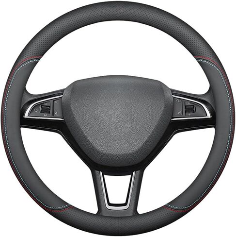غطاء عجلة قيادة السيارة من الجلد من TUROL لمعرف VW. Buzz 2022 2023 2024 2025، واقي غطاء عجلة قيادة السيارة من الألياف الدقيقة الناعمة 15 بوصة مسامي ومضاد للانزلاق، خطوط ملونة من النوع D-2 in Kuwait