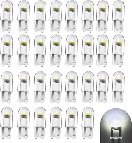 30 قطعة 194 مصباح LED، 168 2825 W5W T10 6000K إسفين COB لمبات، 0.36 وات 12 فولت مصابيح بديلة LED، عالمية للوحة قيادة السيارة، خريطة قبة الباب، أضواء لوحة الترخيص (أبيض) in Kuwait