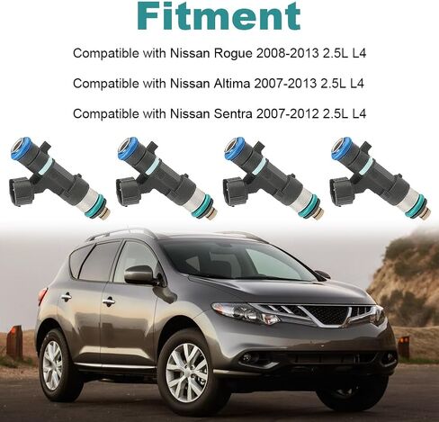 JDMON Fuel Injectors Replacement for Nissan Altima 2007-2013 Sentra 2007-2012 Rogue 2008-2013 Rogue Select 2014-2015 2.5L L4 0280158130 16600JA000 FJ1020 842-12354 in Saudi Arabia