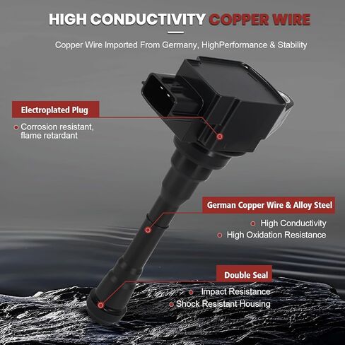 حزمة ملف الإشعال UF659 ومجموعة شمعات إشعال إيريديوم مزدوجة مكونة من 4 قطع متوافقة مع Nissan Juke 2012-2017 1.6L يستبدل #GN10614 1788535 C1807 XP5683 in Kuwait