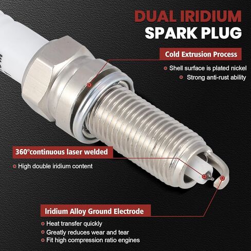 حزمة ملف الإشعال UF659 ومجموعة شمعات إشعال إيريديوم مزدوجة مكونة من 4 قطع متوافقة مع Nissan Juke 2012-2017 1.6L يستبدل #GN10614 1788535 C1807 XP5683 in Kuwait