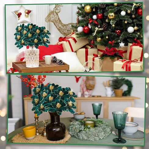 XunYee 10 Pcs Christmas Glitter Flowers Magnolia Flowers Christmas Tree Decorations White Poinsettia Flower Ornaments with Clips Artificial Floral for Christmas Tree Holiday DIY Wreath Party Decor in Kuwait