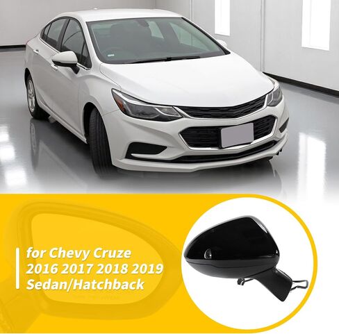 Motoforti 5Pin استبدال مرآة الجانب الأيسر للسائق لسيارة Chevy Cruze 2016 2017 2018 2019 سيدان/هاتشباك مجموعة مرآة باب الطاقة زجاج ساخن يدوي قابل للطي أسود لامع # GM1320542 in Saudi Arabia