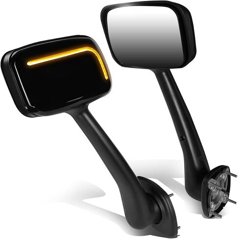 Auto Dynasty LED Sequential Turn Signal Manual Adjust Rear View Side Hood Mirrors Compatible with Freightliner Cascadia 2008-2017, Driver and Passenger Side, Polished Chrome in Saudi Arabia