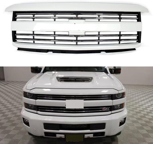 مجموعة الشبكة المتوافقة مع 2015-2019 Silverado 2500HD 3500HD LTZ Style Summit White Bumper Grill استبدال لـ 22979580,23211573 in Kuwait