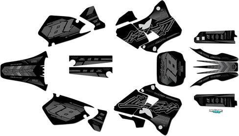 مجموعة رسومات لـ Yamaha YZ125 (1996-2001) REBEL Series Yellow 09 Mil - مجموعة ملصقات رسومات السباق المخصصة للدراجة الترابية، بدون بلاستيك in Kuwait