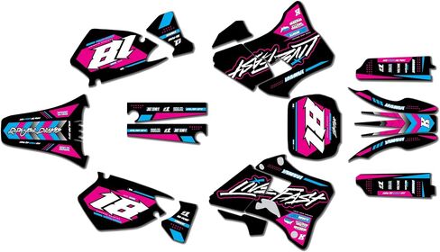 مجموعة رسومات لـ Yamaha YZ125 (1996-2001) REBEL Series Yellow 09 Mil - مجموعة ملصقات رسومات السباق المخصصة للدراجة الترابية، بدون بلاستيك in Kuwait