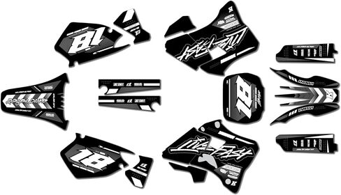 مجموعة رسومات لـ Yamaha YZ125 (1996-2001) REBEL Series Yellow 09 Mil - مجموعة ملصقات رسومات السباق المخصصة للدراجة الترابية، بدون بلاستيك in Kuwait