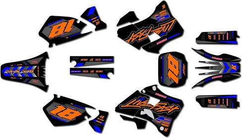 مجموعة رسومات لـ Yamaha YZ125 (1996-2001) REBEL Series Yellow 09 Mil - مجموعة ملصقات رسومات السباق المخصصة للدراجة الترابية، بدون بلاستيك in Kuwait