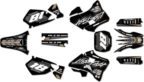مجموعة رسومات لـ Yamaha YZ125 (1996-2001) REBEL Series Yellow 09 Mil - مجموعة ملصقات رسومات السباق المخصصة للدراجة الترابية، بدون بلاستيك in Kuwait