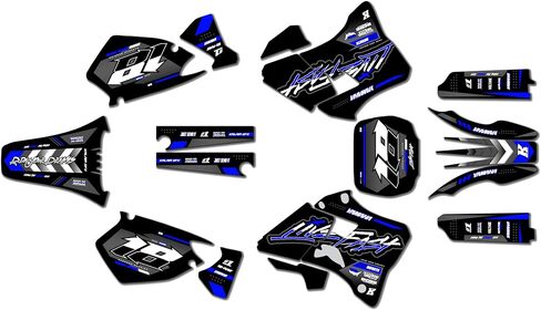 مجموعة رسومات لـ Yamaha YZ125 (1996-2001) REBEL Series Yellow 09 Mil - مجموعة ملصقات رسومات السباق المخصصة للدراجة الترابية، بدون بلاستيك in Kuwait