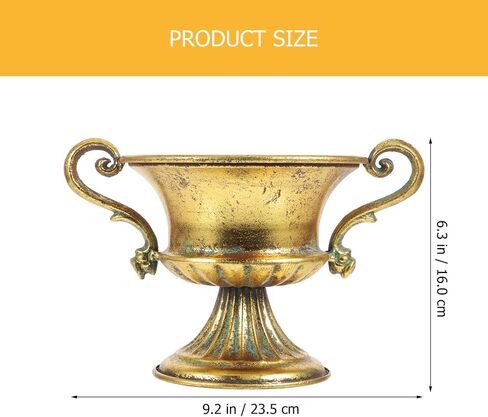 وعاء زارع معدني عتيق مقاس 9.25 × 6.3 بوصة وعاء ديكور ذهبي عتيق للمنزل D Cor وعاء مزهرية مناسب للزراعة الداخلية والقطع المركزية لحفلات الزفاف in Saudi Arabia