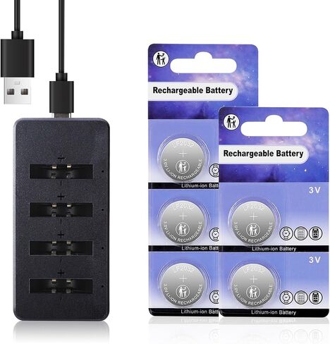 2032 Rechargeable Batteries with Charger 3V Replacement CR2032 ML2032 LIR2032 Lithium Coin Battery(10 Pack) in Saudi Arabia