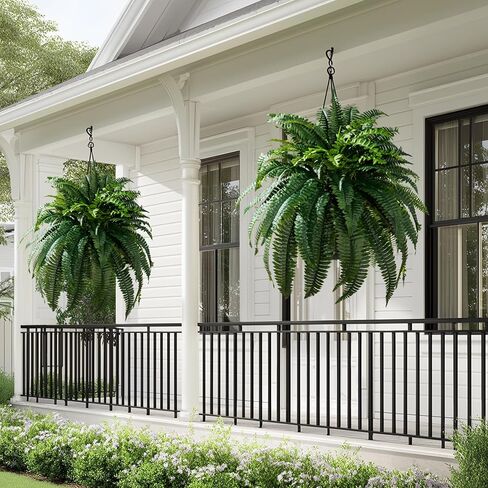 4 قطع من نباتات السرخس المزيفة النابضة بالحياة، مقاومة للأشعة فوق البنفسجية، سرخس بوسطن الاصطناعية للأماكن الخارجية والداخلية، نباتات خضراء وهمية كبيرة لا تذبل لتزيين نافذة الشرفة الأمامية والحديقة المنزلية in Kuwait