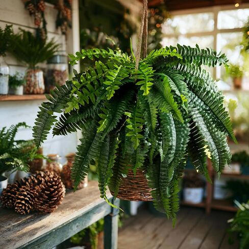 4 قطع من نباتات السرخس المزيفة النابضة بالحياة، مقاومة للأشعة فوق البنفسجية، سرخس بوسطن الاصطناعية للأماكن الخارجية والداخلية، نباتات خضراء وهمية كبيرة لا تذبل لتزيين نافذة الشرفة الأمامية والحديقة المنزلية in Kuwait