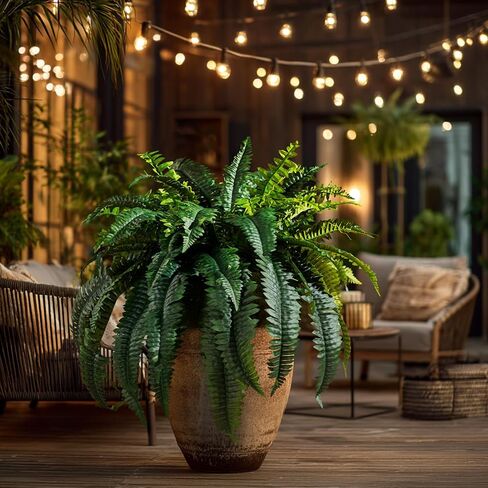 4 قطع من نباتات السرخس المزيفة النابضة بالحياة، مقاومة للأشعة فوق البنفسجية، سرخس بوسطن الاصطناعية للأماكن الخارجية والداخلية، نباتات خضراء وهمية كبيرة لا تذبل لتزيين نافذة الشرفة الأمامية والحديقة المنزلية in Kuwait