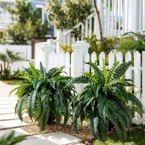 4 قطع من نباتات السرخس المزيفة النابضة بالحياة، مقاومة للأشعة فوق البنفسجية، سرخس بوسطن الاصطناعية للأماكن الخارجية والداخلية، نباتات خضراء وهمية كبيرة لا تذبل لتزيين نافذة الشرفة الأمامية والحديقة المنزلية in Kuwait