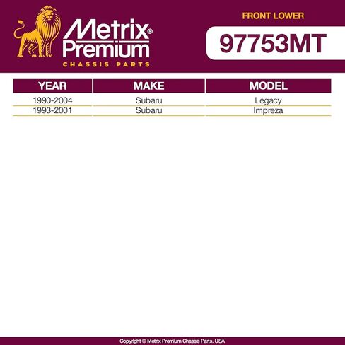 أجزاء هيكل Metrix Premium - 4 قطع من ذراع التحكم الأمامي السفلي ومجموعة وصلات كروية أمامية سفلية تناسب 1990-2004 Subaru Legacy، 1993-2001 Subaru Impreza، استبدال RK640741، RK640740، K9513، صنع في أوروبا in Saudi Arabia
