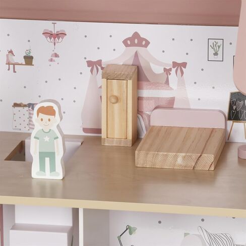 Wooden Dream Playhouse for Girls With Covons ، Doll House for Kids with Furniture ، DIY Prinent Dolls Play House Toy ، ألعاب Doll -Toys مع 12 PCS ، هدايا أعياد الميلاد للفتيان الذين تتراوح أعمارهم بين 3+ in Kuwait