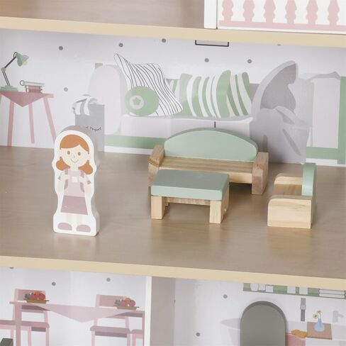 Wooden Dream Playhouse for Girls With Covons ، Doll House for Kids with Furniture ، DIY Prinent Dolls Play House Toy ، ألعاب Doll -Toys مع 12 PCS ، هدايا أعياد الميلاد للفتيان الذين تتراوح أعمارهم بين 3+ in Kuwait