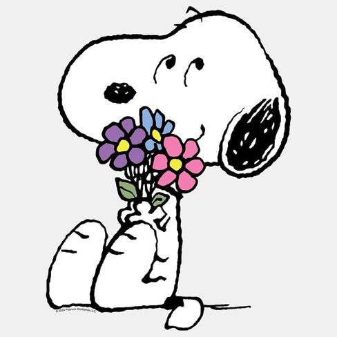 ملصق CafePress Snoopy with A Flower Bouquet ملصق كبير مقطوع بالقالب، مقاس 8.75 بوصة × 8.75 بوصة، لمسة نهائية لامعة in Saudi Arabia