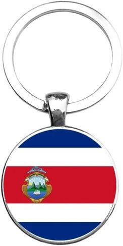 Art Attack Costa Rican Flag Keychain, Costa Rica Los Ticos La Sele Tricolor Selection National Football Soccer Team Accessories History Party Favor Fan Car Key Chain Ring Pendant Charm (Silver) in Saudi Arabia