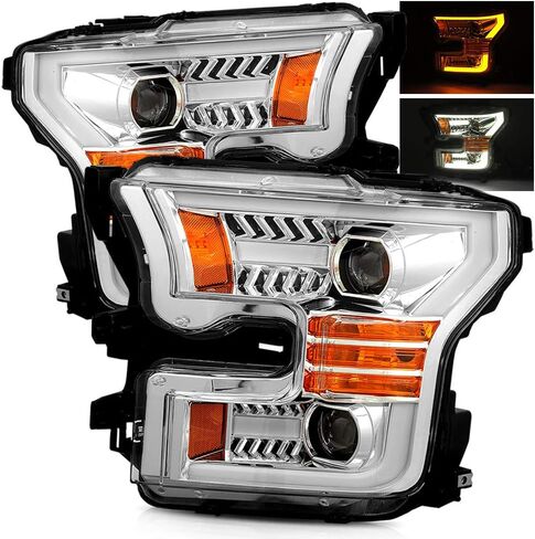 AlphaRex Base Model Black For 15-17 Ford F150 Halogen Type Switchback DRL/Signal LED Tube Dual Projector Headlights in Saudi Arabia