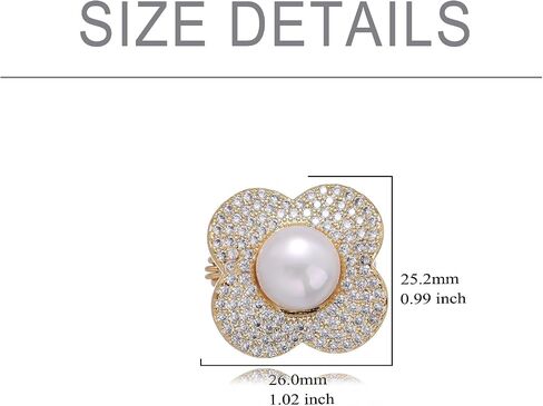 Elegant Pearl Flower Brooch, Crystal - Encrusted Clover - Shaped Pin in Saudi Arabia