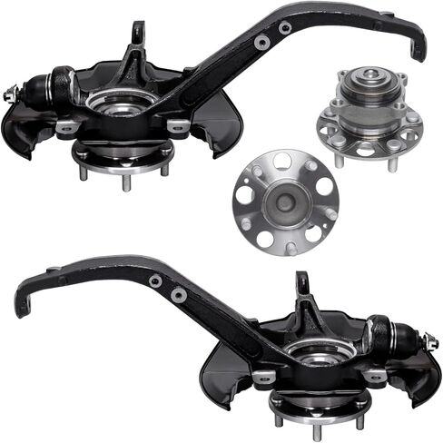 Detroit Axle - 4pc Steering Knuckles Kit for 09-14 Acura TSX, 08-12 Honda Accord, Rear Wheel Bearing Hubs Front Steering Knuckles & Wheel Hub Bearings 2008 2009 2010 2011 2012 2013 2014 Replacement in Saudi Arabia