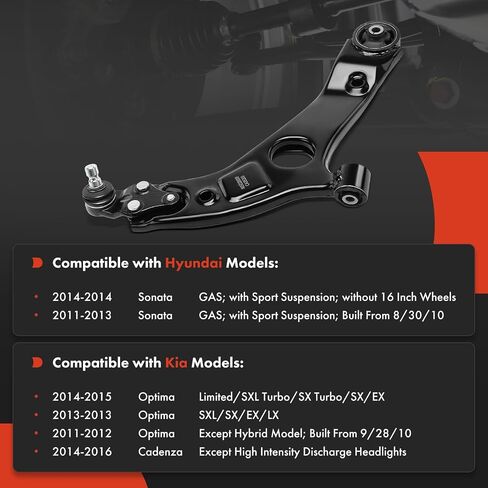 A-Premium Front Right Lower Control Arm with Ball Joint and Bushing, Compatible with Hyundai Sonata 2011-2014 & Kia Optima 2011-2015, Cadenza 2014-2016 in Saudi Arabia