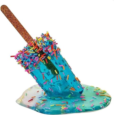Popsicle Decoration, Melting Popsicle Sculpture, Creative Melting Ice Cream Resin Ornaments, Summer Cool Lollipop Crafts,Summer Beach Cool Statues Home Decor Popsicle Ice Cream (E) in Saudi Arabia