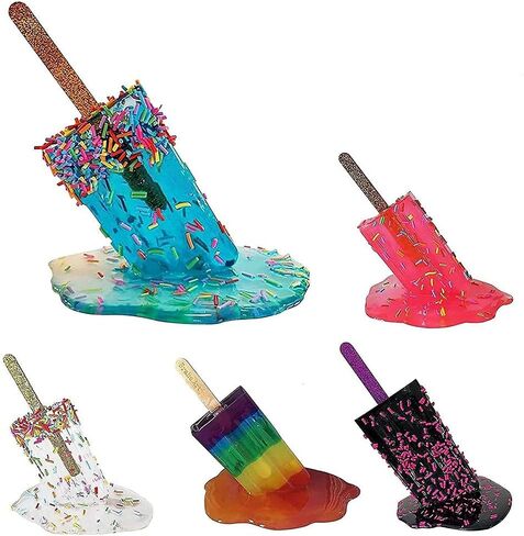 Popsicle Decoration, Melting Popsicle Sculpture, Creative Melting Ice Cream Resin Ornaments, Summer Cool Lollipop Crafts,Summer Beach Cool Statues Home Decor Popsicle Ice Cream (E) in Saudi Arabia