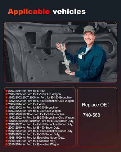 استبدال منظم نوافذ الطاقة cciyu لـ 2002-2014 لـ Ford لـ E-150، 1999-2014 لـ Ford لـ E-350 Super Duty، 1999-2006 لـ Ford لـ Econoline مع مجموعة المحرك الأمامية اليمنى للسائقين in Saudi Arabia