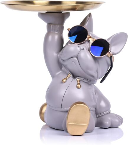 تمثال صينية البلدغ، تمثال كبير الخدم الفرنسي الحديث مع صينية مفاتيح، لرف الحلوى، تمثال صينية تخزين، ديكور المنزل، المدخل، غرفة المعيشة، ديكور سطح المكتب المكتبي (أسود) in Kuwait