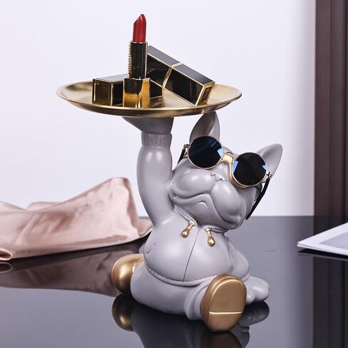 تمثال صينية البلدغ، تمثال كبير الخدم الفرنسي الحديث مع صينية مفاتيح، لرف الحلوى، تمثال صينية تخزين، ديكور المنزل، المدخل، غرفة المعيشة، ديكور سطح المكتب المكتبي (أسود) in Kuwait