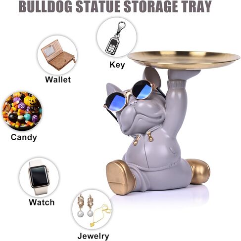 تمثال صينية البلدغ، تمثال كبير الخدم الفرنسي الحديث مع صينية مفاتيح، لرف الحلوى، تمثال صينية تخزين، ديكور المنزل، المدخل، غرفة المعيشة، ديكور سطح المكتب المكتبي (أسود) in Kuwait